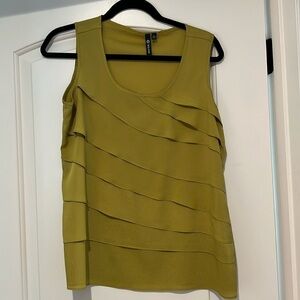 Milano Sleeveless Tank Multilayer Ruffles Green Size L